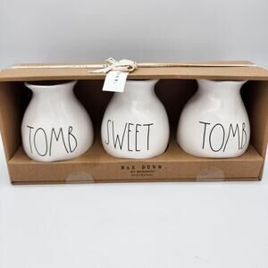 Rae Dunn Halloween Bud Vases 3 Piece Set Tomb Sweet Tomb Ivory Spooky Decor
